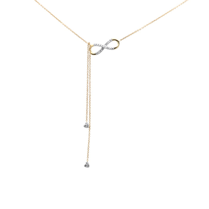 DIAMOND CLOSEOUT! .19ct G SI 14K Yellow Gold Infinity Style Diamond Pendant Necklace 16+2" EXT Long