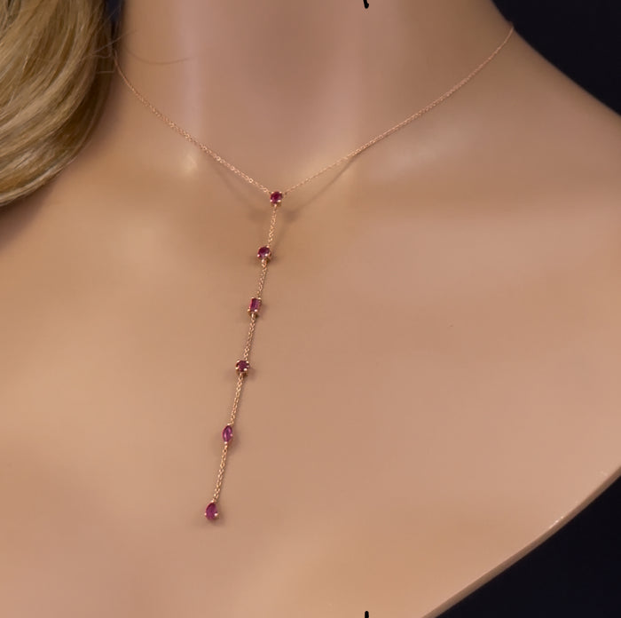GEMSTONE CLOSEOUT! 1.14ct G SI 14K Yellow Gold Ruby Gemstone Pendant Necklace 16+2" EXT Long