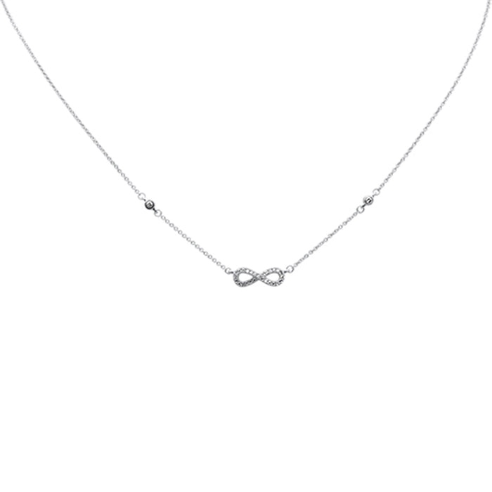 DIAMOND CLOSEOUT! .12ct G SI 14K White Gold Infinity Style Diamond Pendant Necklace 16+2" EXT Long