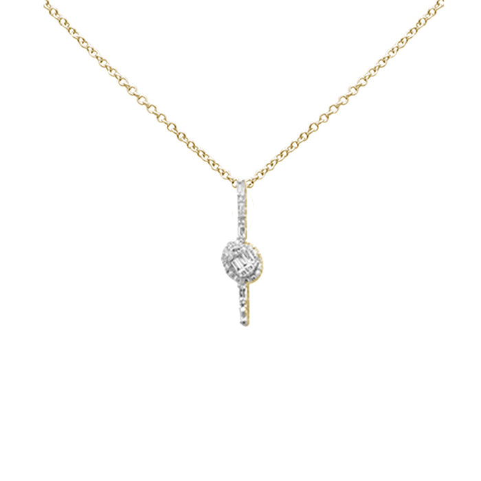DIAMOND CLOSEOUT! .39ct G SI 14K Yellow Gold Round & Baguette Diamond Pendant Necklace 18" Long