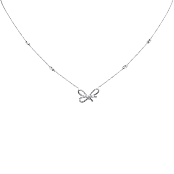 DIAMOND CLOSEOUT! .35ct G SI 14K White Gold Diamond Ribbon Style Pendant Necklace 18" Long