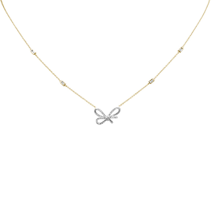 SPECIAL! .33ct G SI 14K Yellow Gold Diamond Ribbon Style Pendant Necklace 18" Long