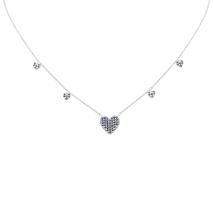 SPECIAL!.50ct G SI 14K White Gold Blue Sapphire Gemstone Pendant Necklace 16+2" Long