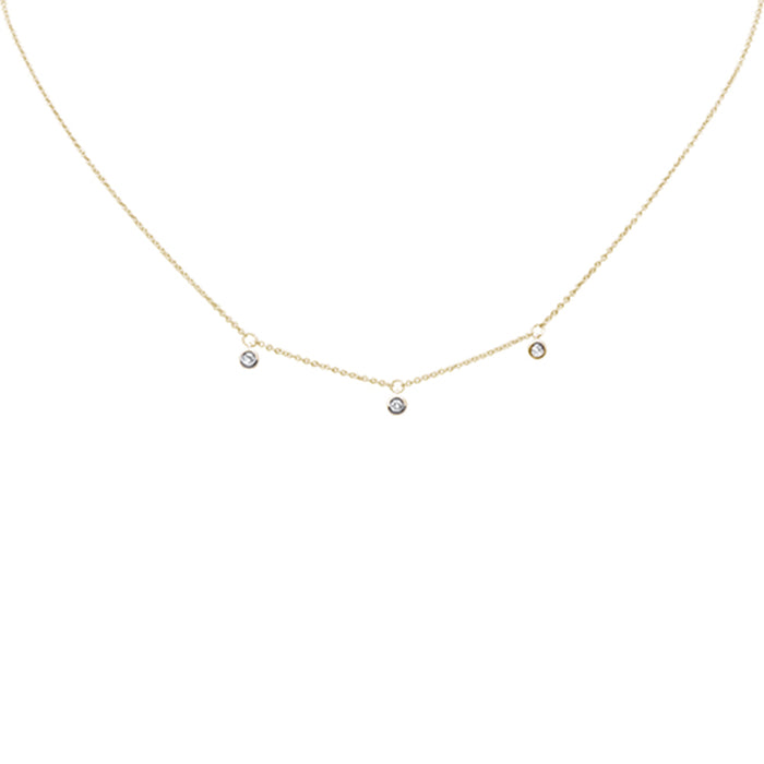 DIAMOND CLOSEOUT! .08ct G SI 14K Yellow Gold Diamond 3 Stone Pendant Necklace 16+2" Long