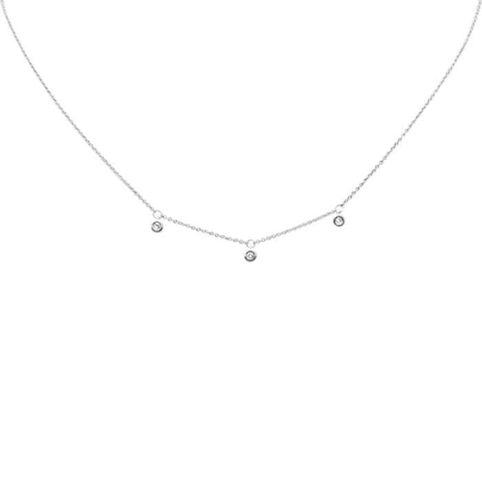 DIAMOND CLOSEOUT! .09ct G SI 14K White Gold Diamond 3 Stone Pendant Necklace 16+2" Long