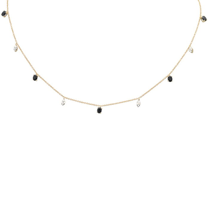 DIAMOND CLOSEOUT! 1.21ct G SI 14K Yellow Gold Diamond & Blue Sapphire Gemstone Pendant Necklace 16+2" Long