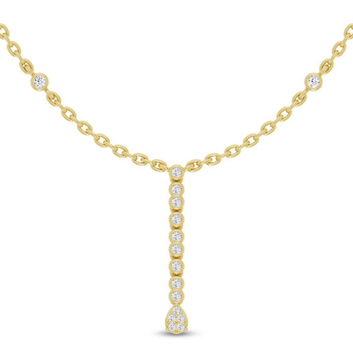 DIAMOND CLOSEOUT! .20ct G SI 14K Yellow Gold Drop Style Diamond Pendant Necklace 16+2" Long