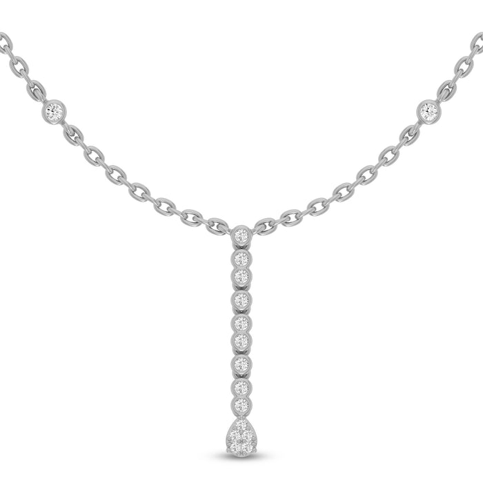 DIAMOND CLOSEOUT! .21ct G SI 14K White Gold Diamond Dangling Pendant Necklace 16" +2" EXT