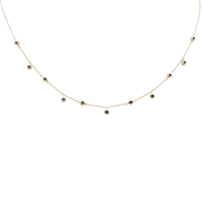 SPECIAL!.40ct G SI 14K Yellow Gold Blue Sapphire Gemstone Pendant Necklace 16+2" Long