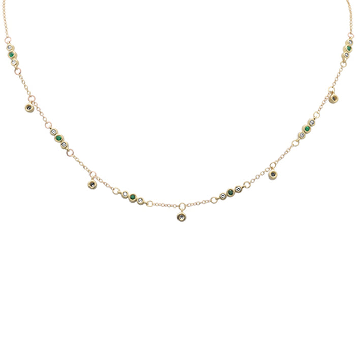 SPECIAL!.55ct G SI 14K Yellow Gold Diamond & Emerald Gemstone Pendant Necklace 16+2" Long