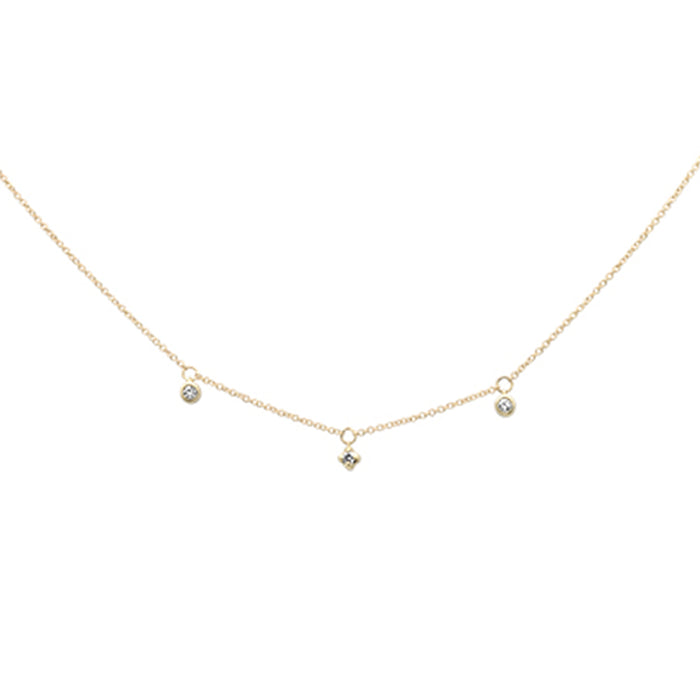 DIAMOND CLOSEOUT! .09ct G SI 14K Yellow Gold Diamond 3 Stone Pendant Necklace 16+2" Long