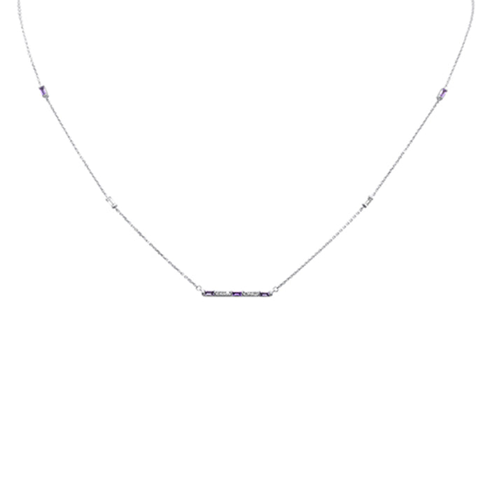DIAMOND CLOSEOUT! .62ct G SI 14K White Gold Diamond Multi Color Gemstone Sideways Bar Necklace 20" Long