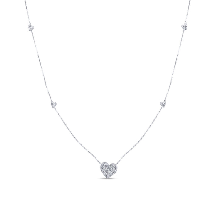 DIAMOND CLOSEOUT! .43ct G SI 14K White Gold Diamond Heart Shaped Pendant Necklace 18" Long