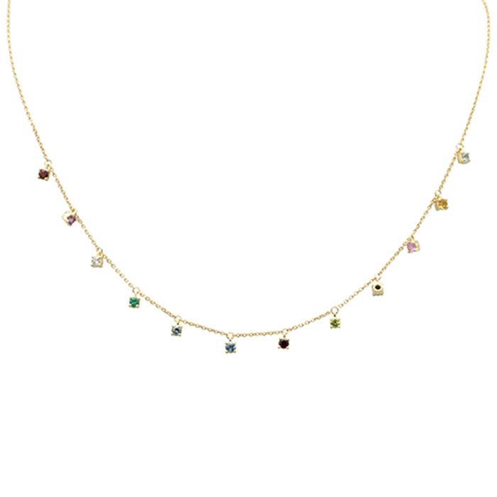 DIAMOND CLOSEOUT! .78ct G SI 14K Yellow Gold Multi Color Gemstones Pendant Necklace 16+2" Ext Long