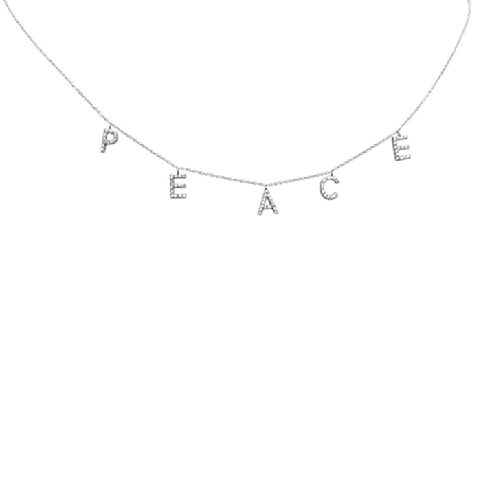 DIAMOND CLOSEOUT! .32ct G SI 14K White Gold Diamond "PEACE" Pendant Necklace 16+2" Long