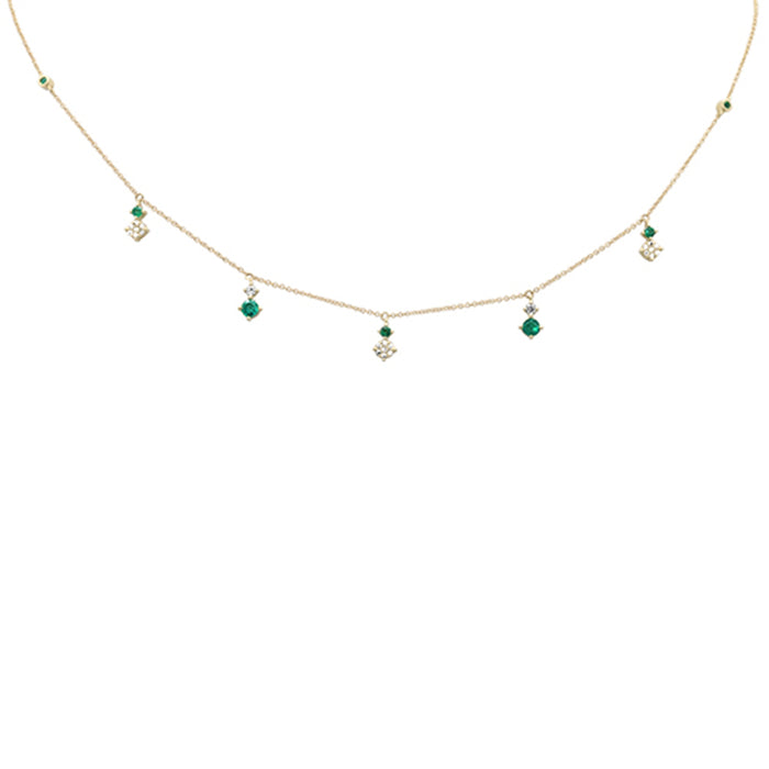 DIAMOND CLOSEOUT! .64ct G SI 14K Yellow Gold Diamond & Emerald Gemstone Pendant Necklace 16+2" Long