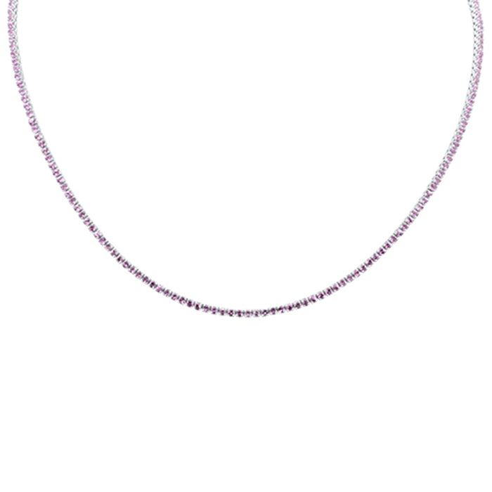 DIAMOND CLOSEOUT! 4.26ct G SI 14K White Gold Pink Sapphire Gemstone Pendant Necklace 15+2" Long