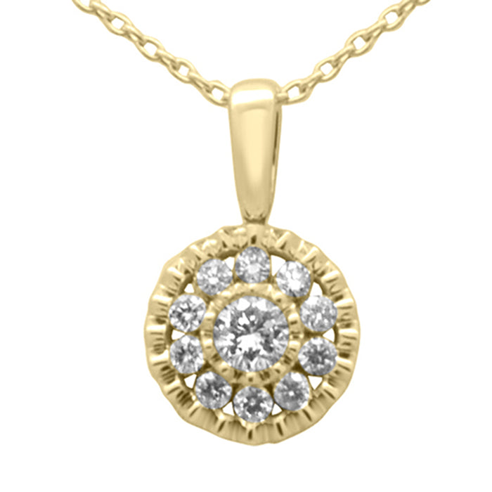 DIAMOND CLOSEOUT! .25ct G SI 14K Yellow Gold Diamond Round Shaped Pendant Necklace 18" Long Chain