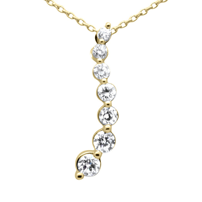 SPECIAL! .48ct G SI 14K Yellow Gold Diamond Drop Journey Pendant Necklace 18" Long Chain