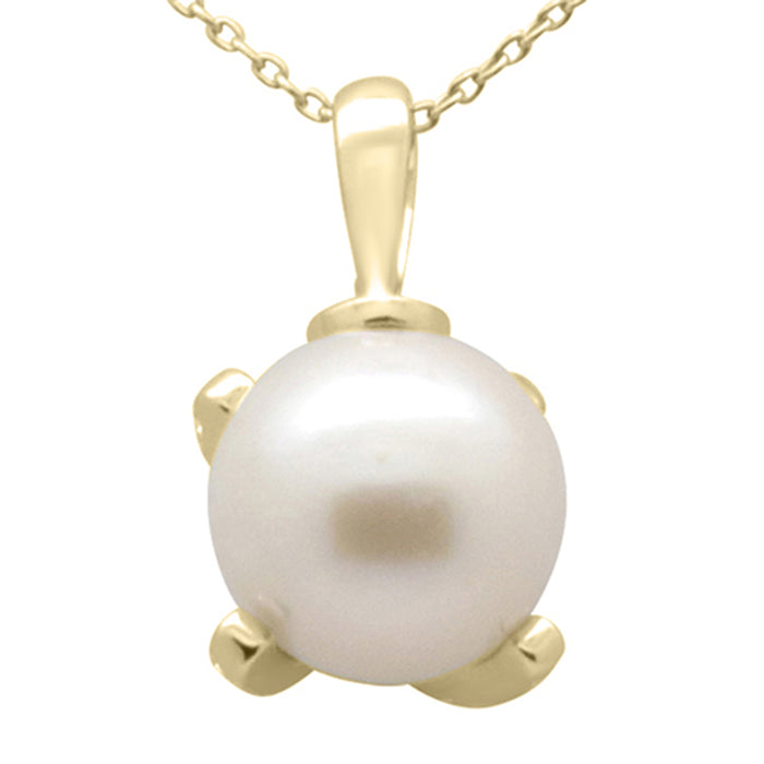 DIAMOND CLOSEOUT! .15ct G SI 14K Yellow Gold Diamond Pearl Pendant Necklace 18" Long Chain