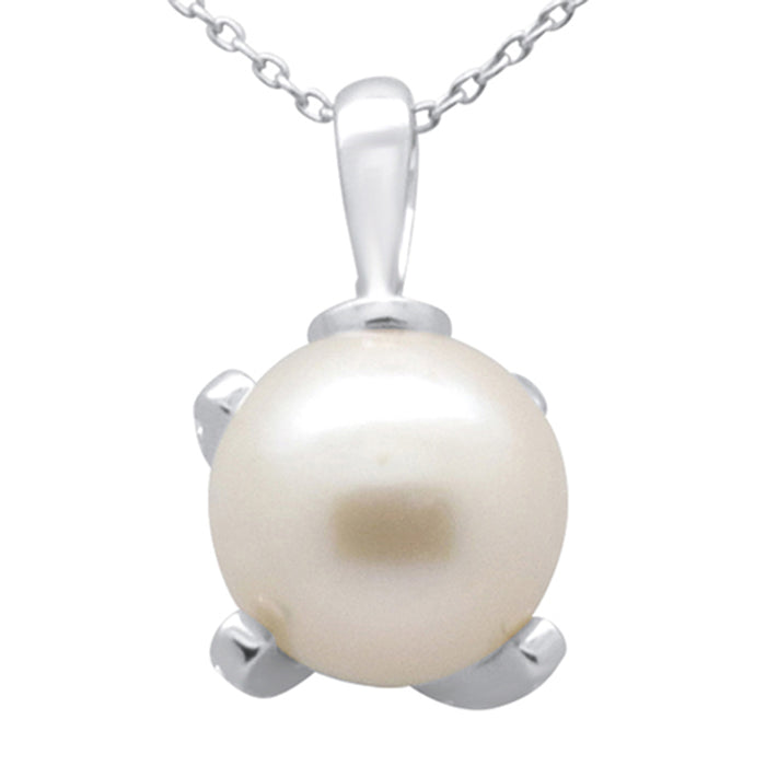 DIAMOND CLOSEOUT! .15ct G SI 14K White Gold Diamond Pearl Pendant Necklace 18" Long Chain