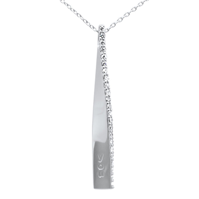 DIAMOND CLOSEOUT! .16ct G SI 14K White Gold Diamond "Love You" Engraved Pendant Necklace 18" Long Chain