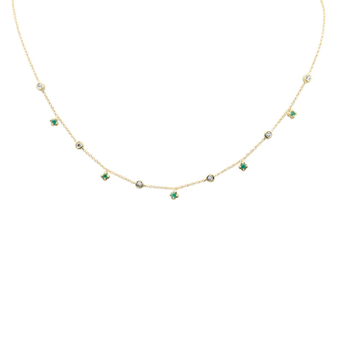 DIAMOND CLOSEOUT! .32ct G SI 14K Yellow Gold Diamond & Emerald Gemstone Pendant Necklace 16" + 2" Ext