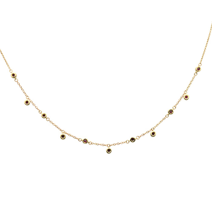 SPECIAL! .39ct G SI 14K Yellow Gold Ruby Gemstones Pendant Necklace 16+2" Ext Long