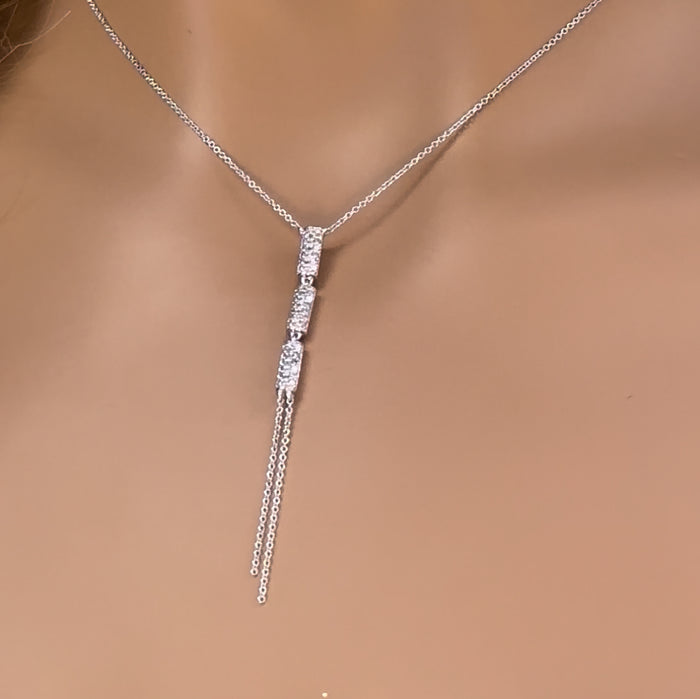 DIAMOND CLOSEOUT! .27ct G SI 14K White Gold Diamond Drop Pendant Necklace 16" Long
