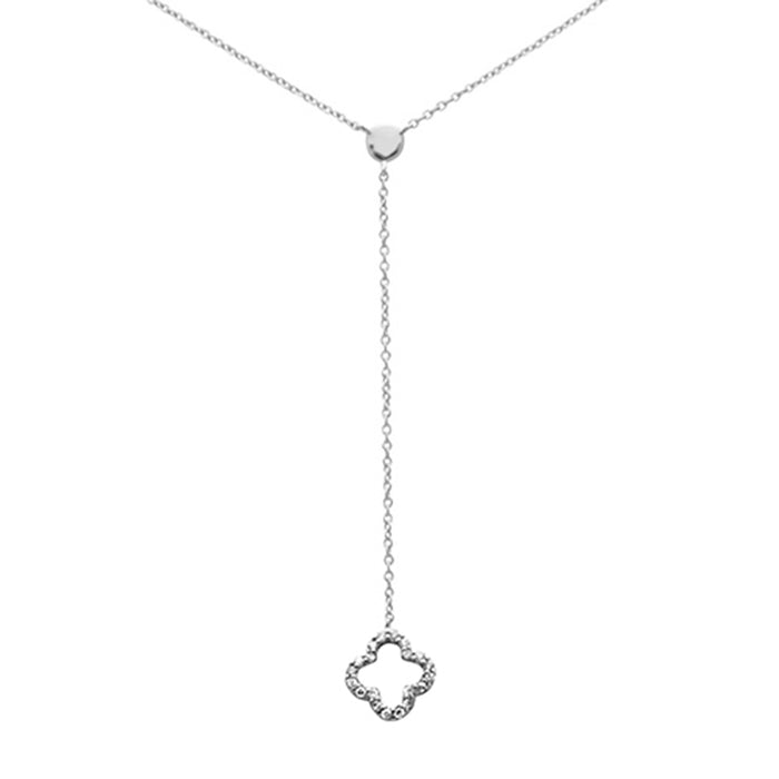 DIAMOND CLOSEOUT! .09ct G SI 14K White Gold Diamond Drop Flower Pendant Necklace 18" Long