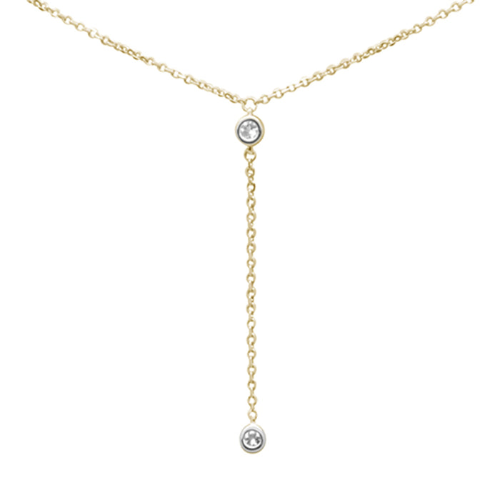 .05ct G SI 14K Yellow Gold Diamond & Aquamarine Gemstone Dangling Pendant Necklace 16" +2" EXT