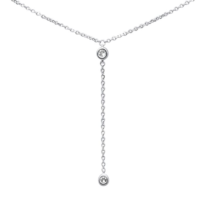 DIAMOND CLOSEOUT! .05ct G SI 14K White Gold Diamond & Aquamarine Gemstone Dangling Pendant Necklace 16" +2" EXT