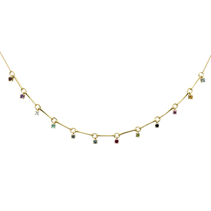 DIAMOND CLOSEOUT! .73ct G SI 14K Yellow Gold Diamond & Multi Color Gemstone Pendant Necklace 16" +2" EXT