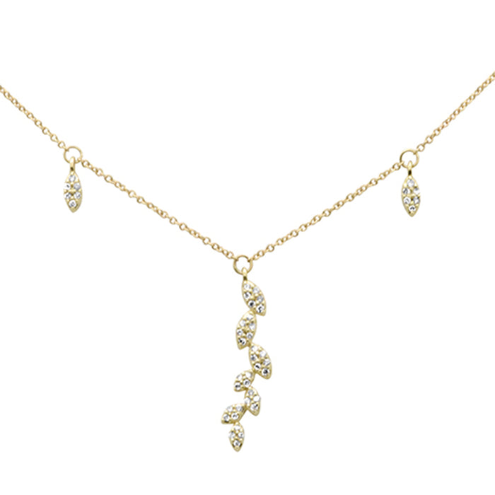 DIAMOND CLOSEOUT! .20ct G SI 14K Yellow Gold Diamond Olive Branch Pendant Necklace 16" +2" EXT