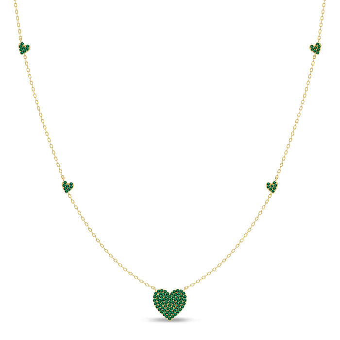 SPECIAL! .32ct G SI 14K Yellow Gold Emerald Gemstone Heart Pendant Necklace 18" Long