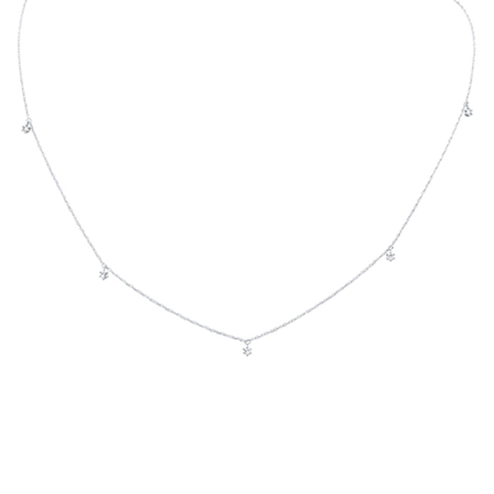 DIAMOND CLOSEOUT! .18ct G SI 14K White Gold Diamond Dangling Pendant Necklace 18" Long