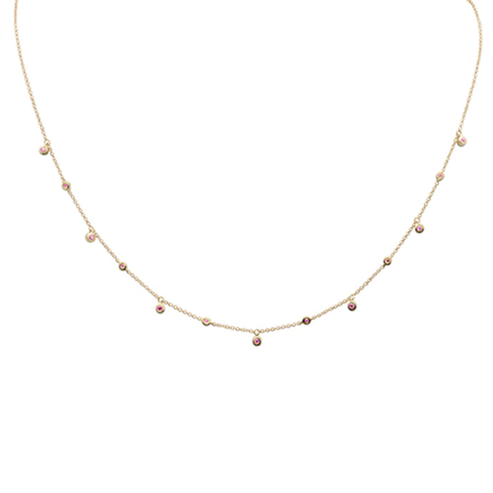DIAMOND CLOSEOUT! .15ct G SI 14K Yellow Gold Pink Sapphire Gemstone Pendant Necklace 18" Long