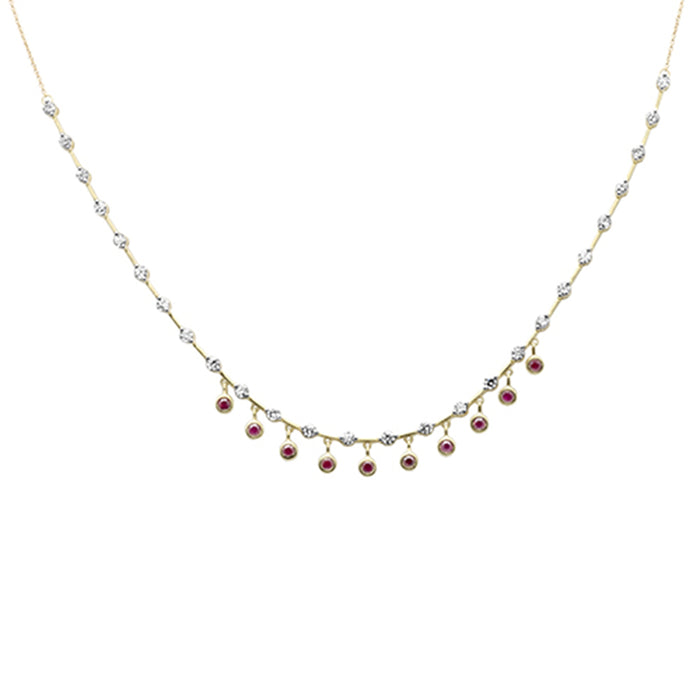 DIAMOND CLOSEOUT! 2.37ct .64ct G SI 14K Yellow Gold Diamond & Ruby Gemstone Dangling Pendant Necklace 16" + 2" EXT