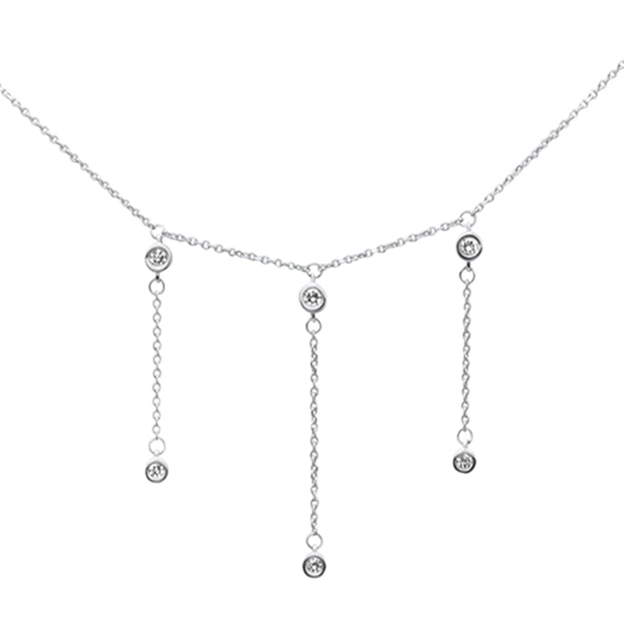 DIAMOND CLOSEOUT! .16ct G SI 14K White Gold Diamond Dangling Pendant Necklace 16" + 2" EXT