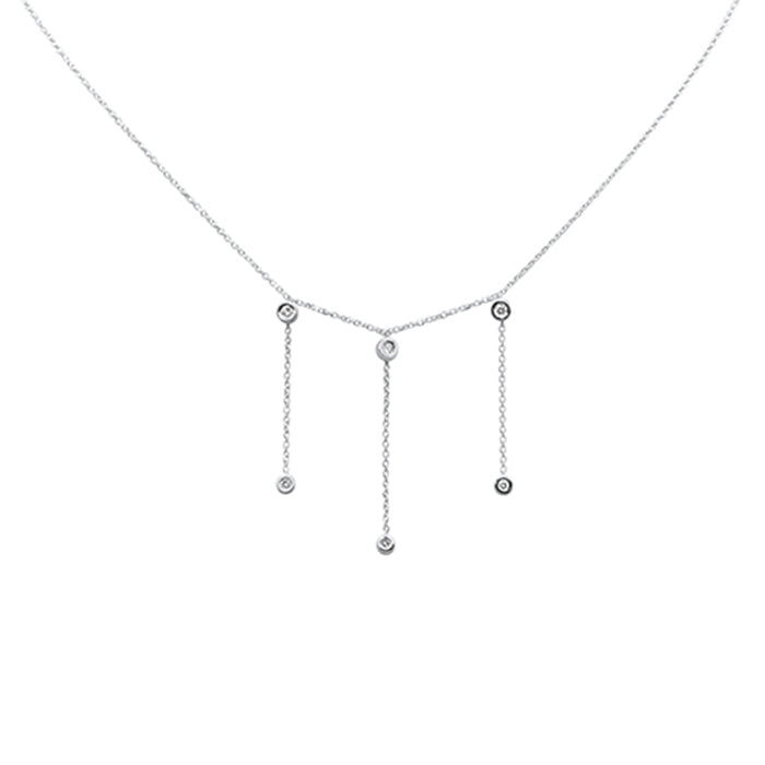 DIAMOND CLOSEOUT! .16ct G SI 14K White Gold Diamond Bezel Drop Pendant Necklace 16" + 2" Ext