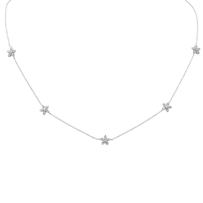 DIAMOND CLOSEOUT! .46ct G SI 14K White Gold Diamond Flower Pendant Necklace 16" + 4" Ext.