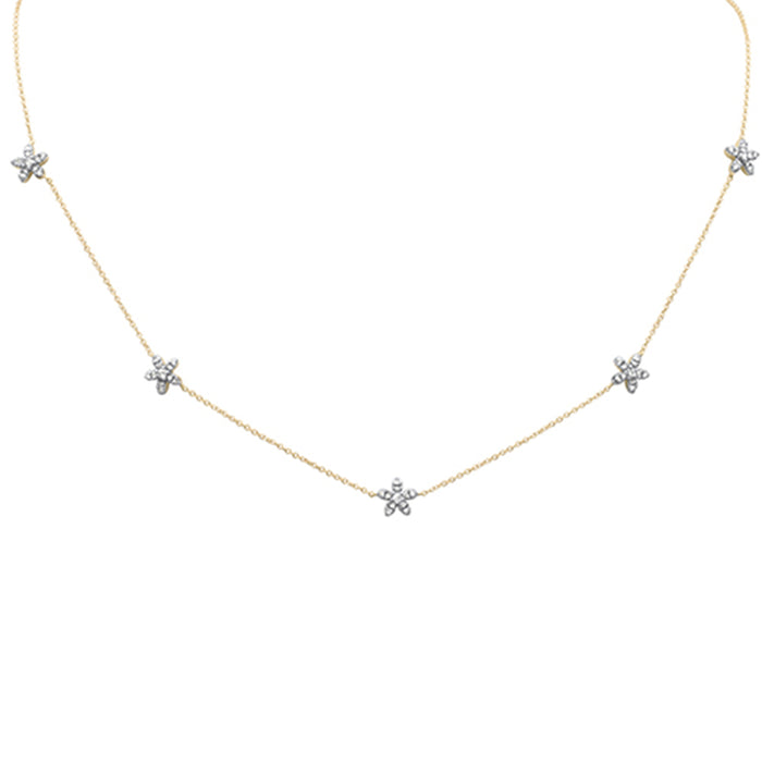 SPECIAL! .43ct G SI 14K Yellow Gold Diamond Flower Pendant Necklace 16" + 2" EXT