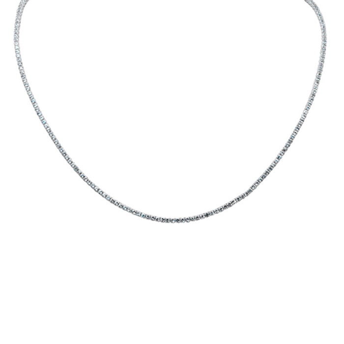 DIAMOND CLOSEOUT! 3.17ct G SI 14K White Gold Aquamarine Gemstone Tennis Necklace 14" + 2" Ext.