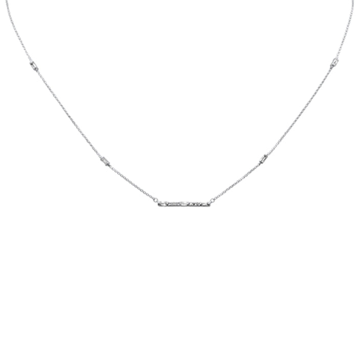 DIAMOND CLOSEOUT! .42ct G SI 14K White Gold Diamond & Aquamarine Gemstone Bar Pendant Necklace 18" Long