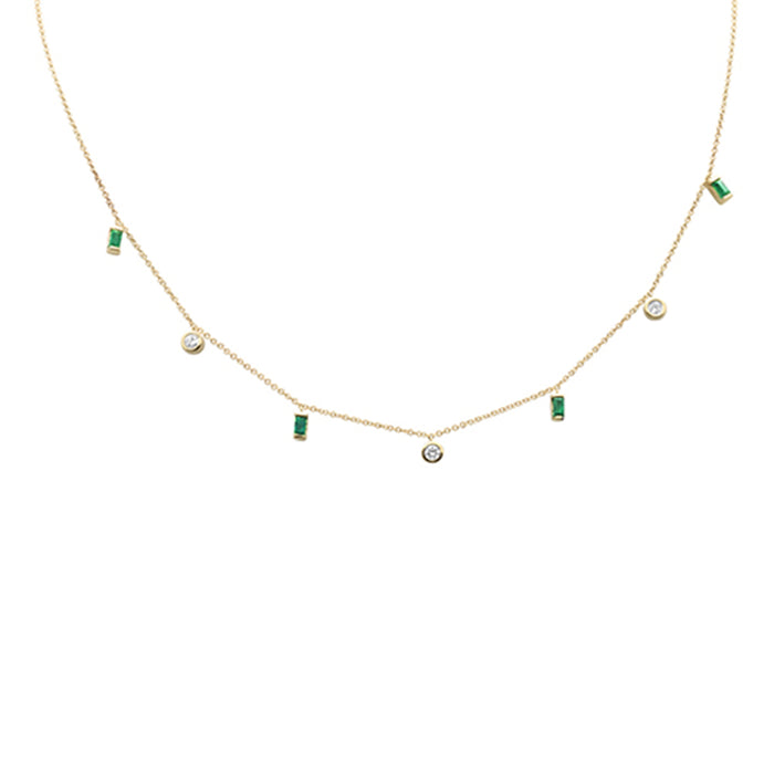 SPECIAL! .55ct G SI 14K Yellow Gold Diamond & Emerald Gemstone Pendant Necklace 16" + 2" Ext