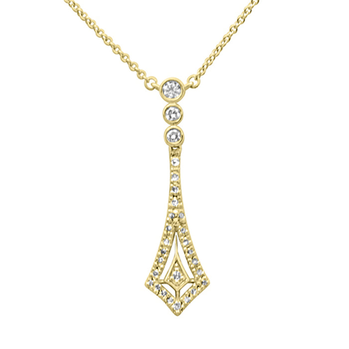 DIAMOND CLOSEOUT! .24ct G SI 14K Yellow Gold Diamond Pendant Necklace 16" + 2" EXT