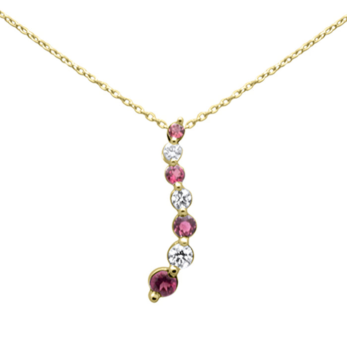 DIAMOND CLOSEOUT! .21ct, .39ct G SI 14K Yellow Gold Diamond & Pink Tourmaline Gemstone Necklace 20"Long