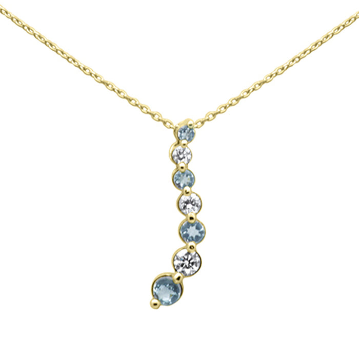 DIAMOND CLOSEOUT! .60ct G SI 14K Yellow Gold Diamond Aquamarine Gemstone Necklace 20"Long