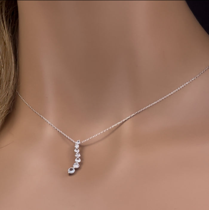 DIAMOND CLOSEOUT! .60ct G SI 14K White Gold Diamond & Aquamarine Gemstone Necklace 20"