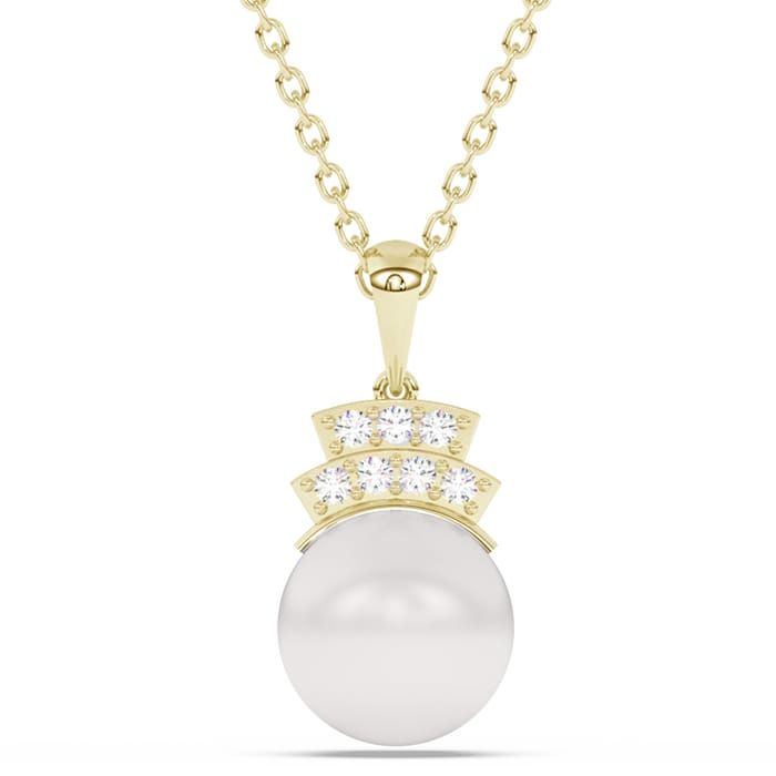 DIAMOND CLOSEOUT! 5.21ct G SI 14K Yellow Gold Diamond Pearl Pendant Necklace 18" Long